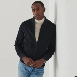 Patrick Assaraf Cashmere Baseball Bomber - Dark Navy