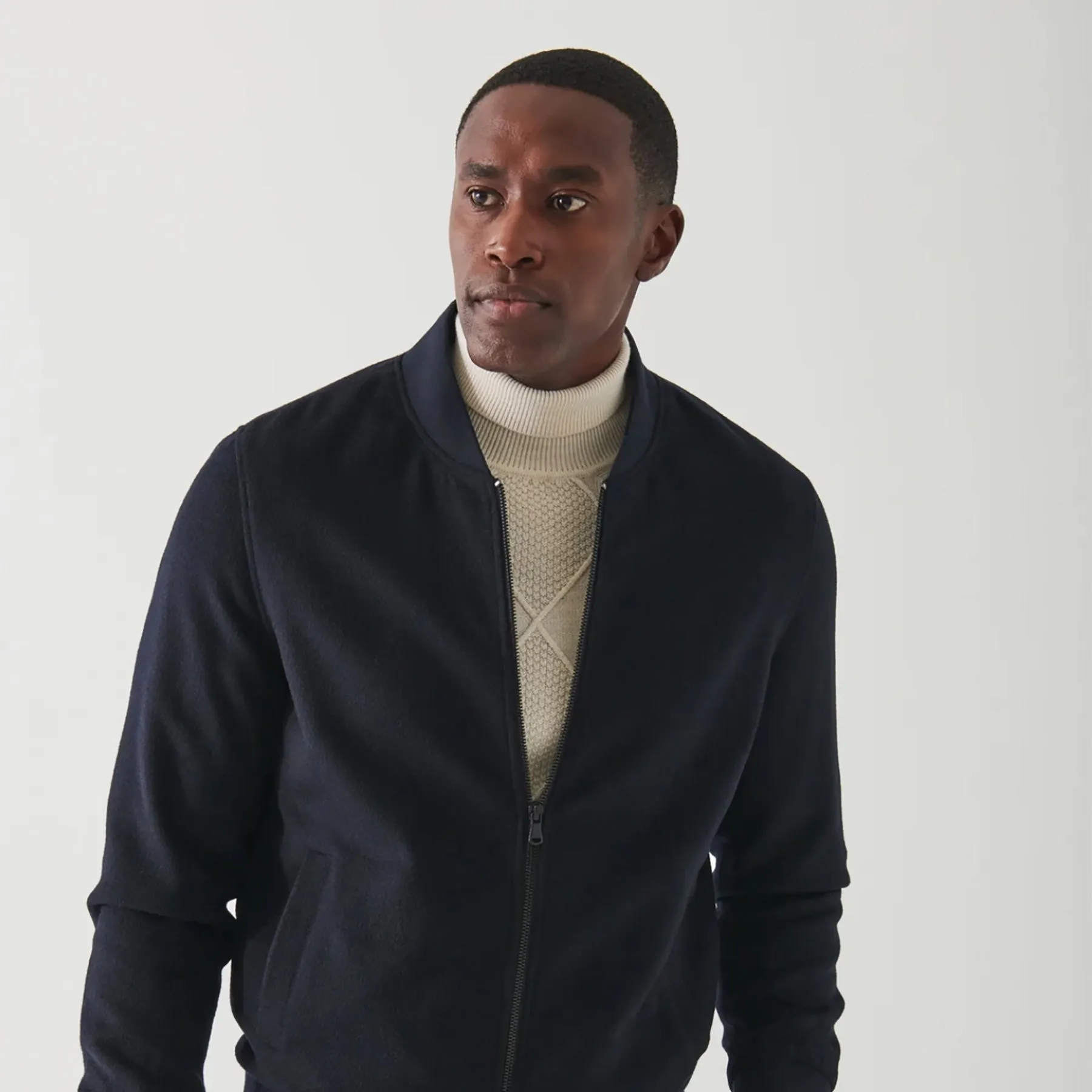 Patrick Assaraf Cashmere Baseball Bomber - Dark Navy