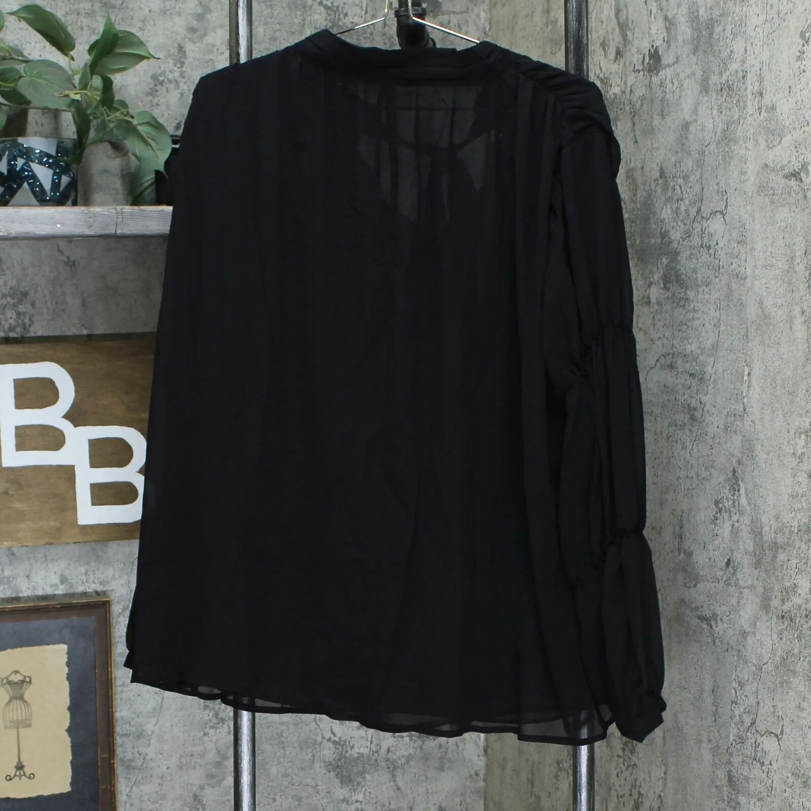Peace Love World Women's Plus Size Tie Neck Woven Blouse Black 18W