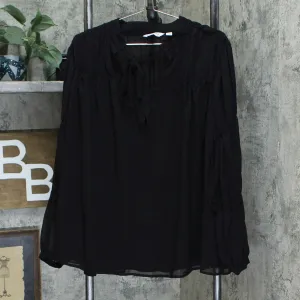 Peace Love World Women's Plus Size Tie Neck Woven Blouse Black 18W