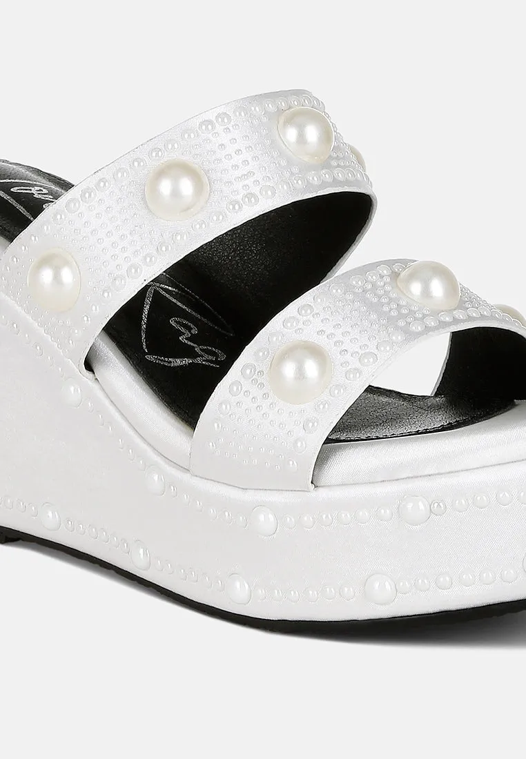 Pearl Embellished Wedge Sandals By RAG