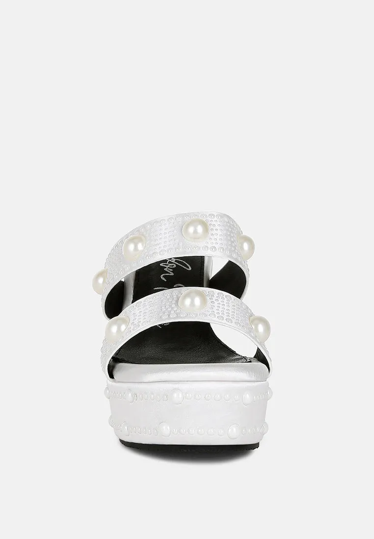Pearl Embellished Wedge Sandals By RAG