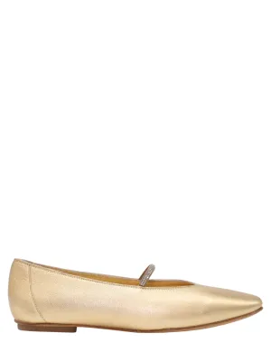 Pedro Garcia Tila Ballet Flat in Gold Nappa Lamé