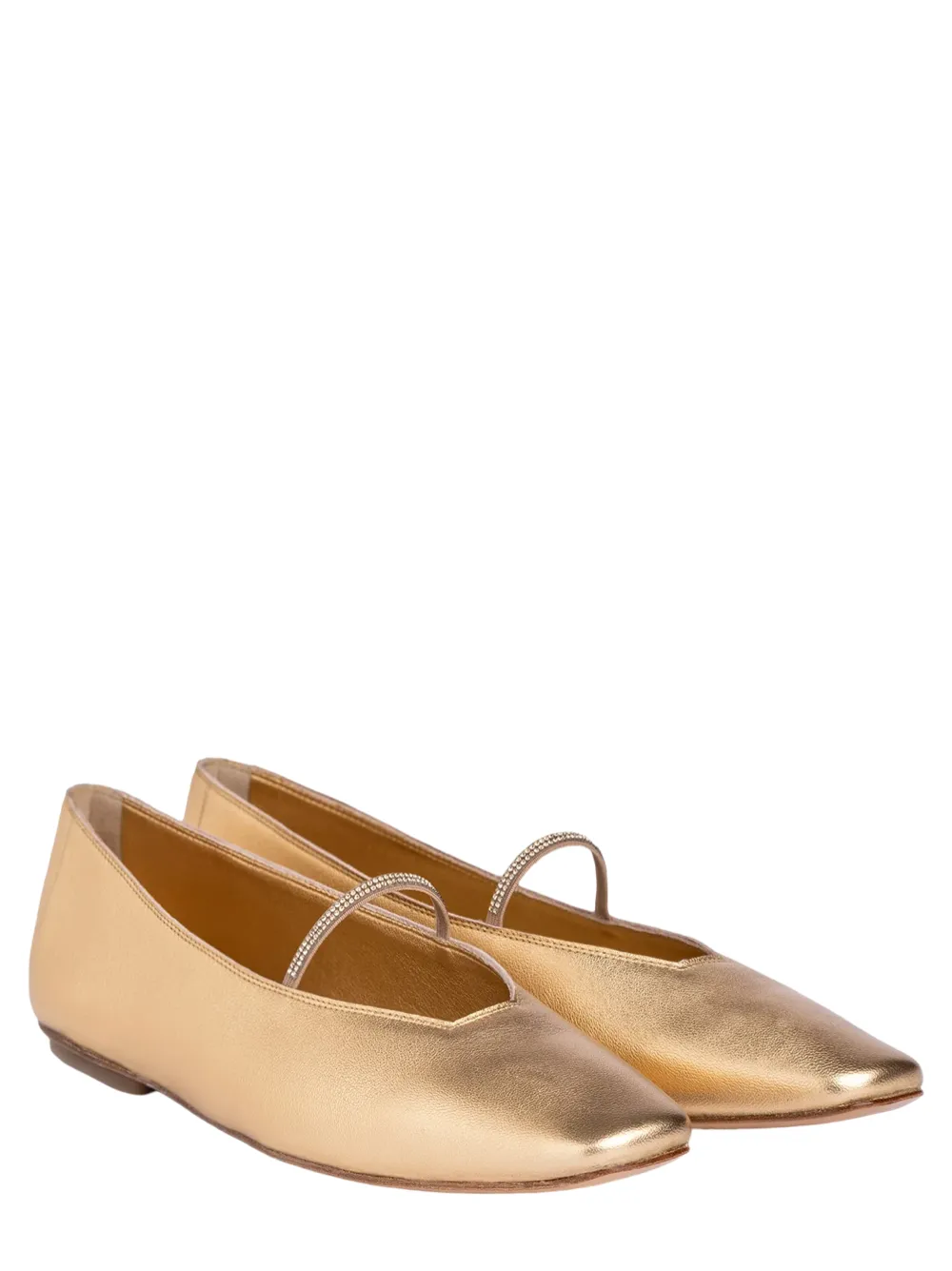 Pedro Garcia Tila Ballet Flat in Gold Nappa Lamé