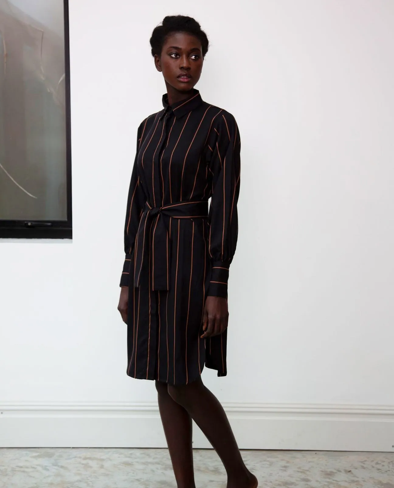 Perla-Sue Tencel Dress In Black & Tan