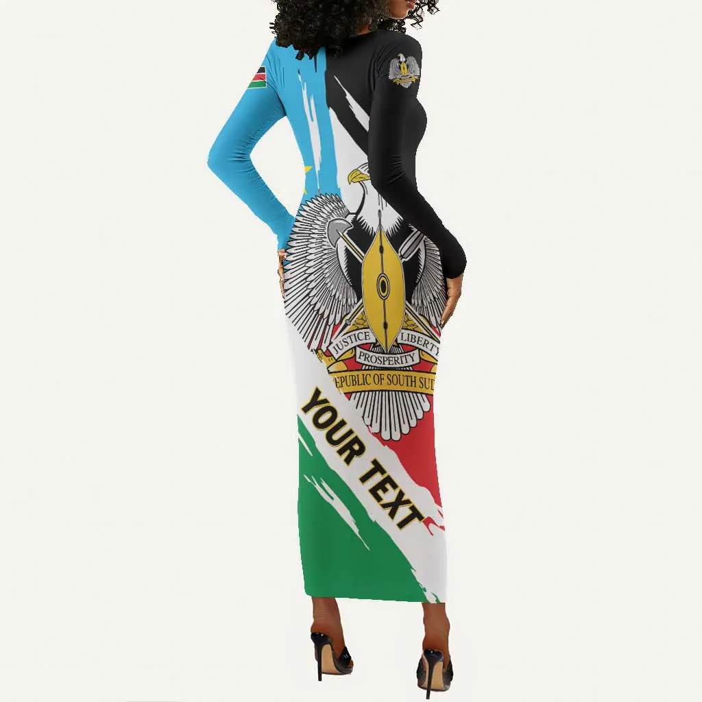Personalized South Sudan Long Sleeve Bodycon Dress East Africa - Grunge Flag Unique LT01