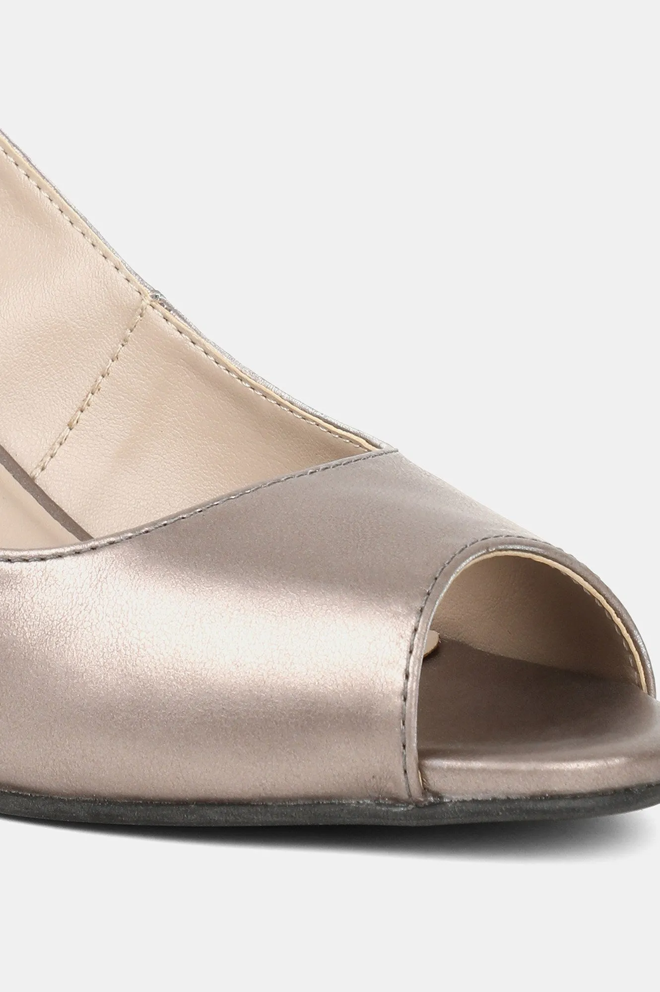 Pewter Round Toe Mettalic Stiletto - ZClara