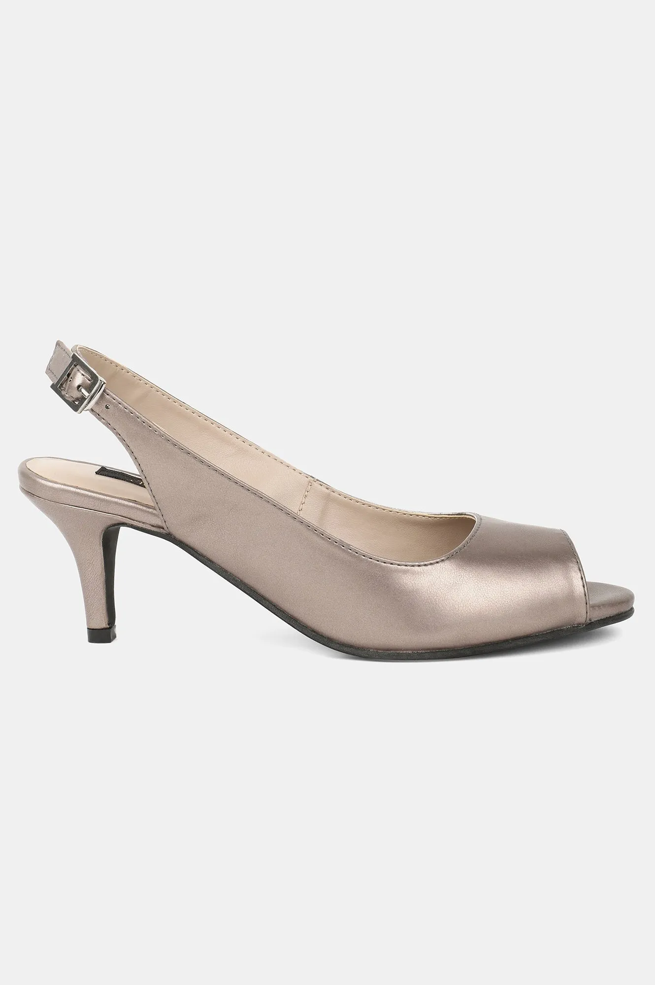 Pewter Round Toe Mettalic Stiletto - ZClara