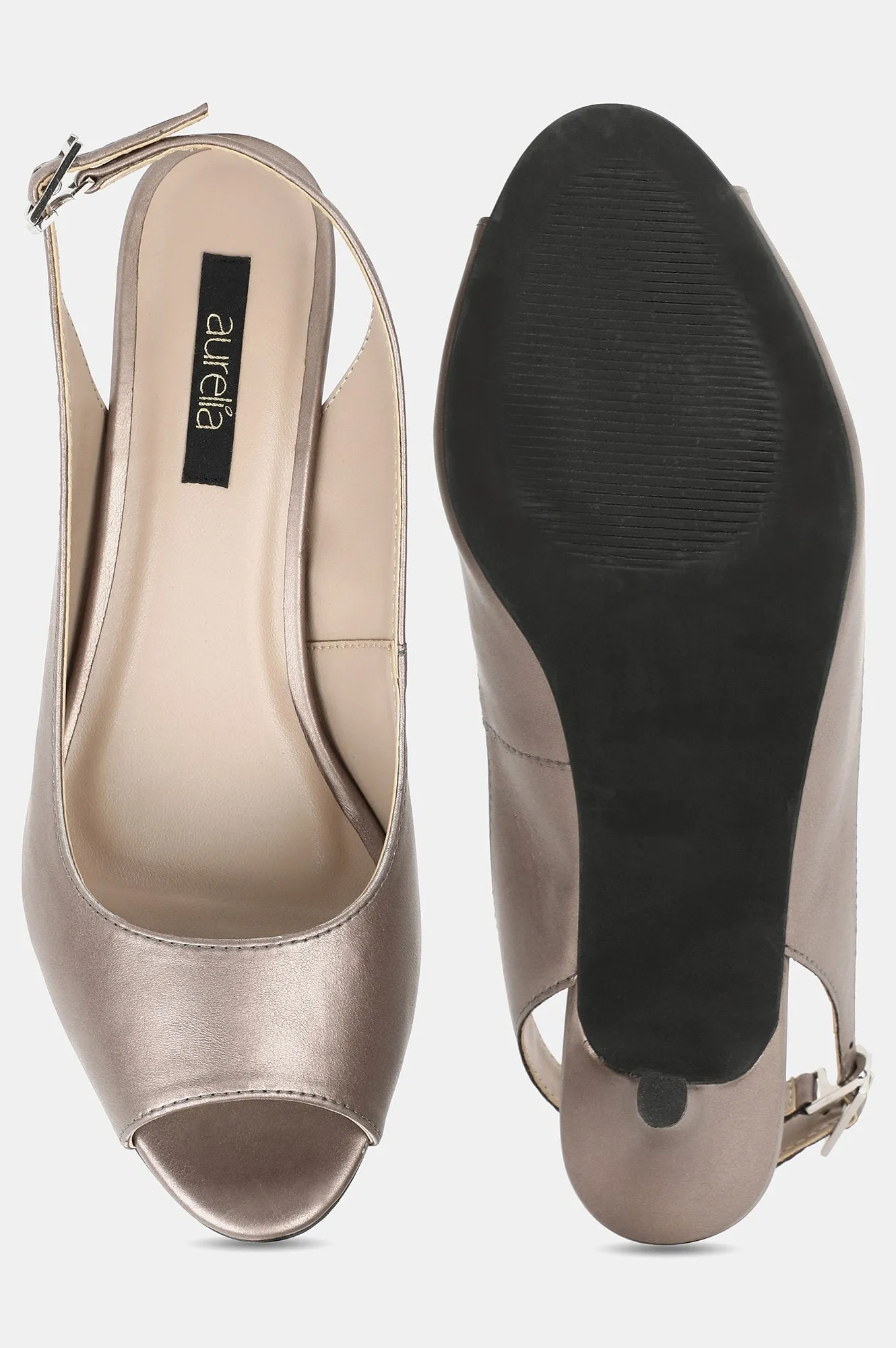 Pewter Round Toe Mettalic Stiletto - ZClara