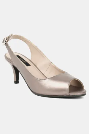 Pewter Round Toe Mettalic Stiletto - ZClara