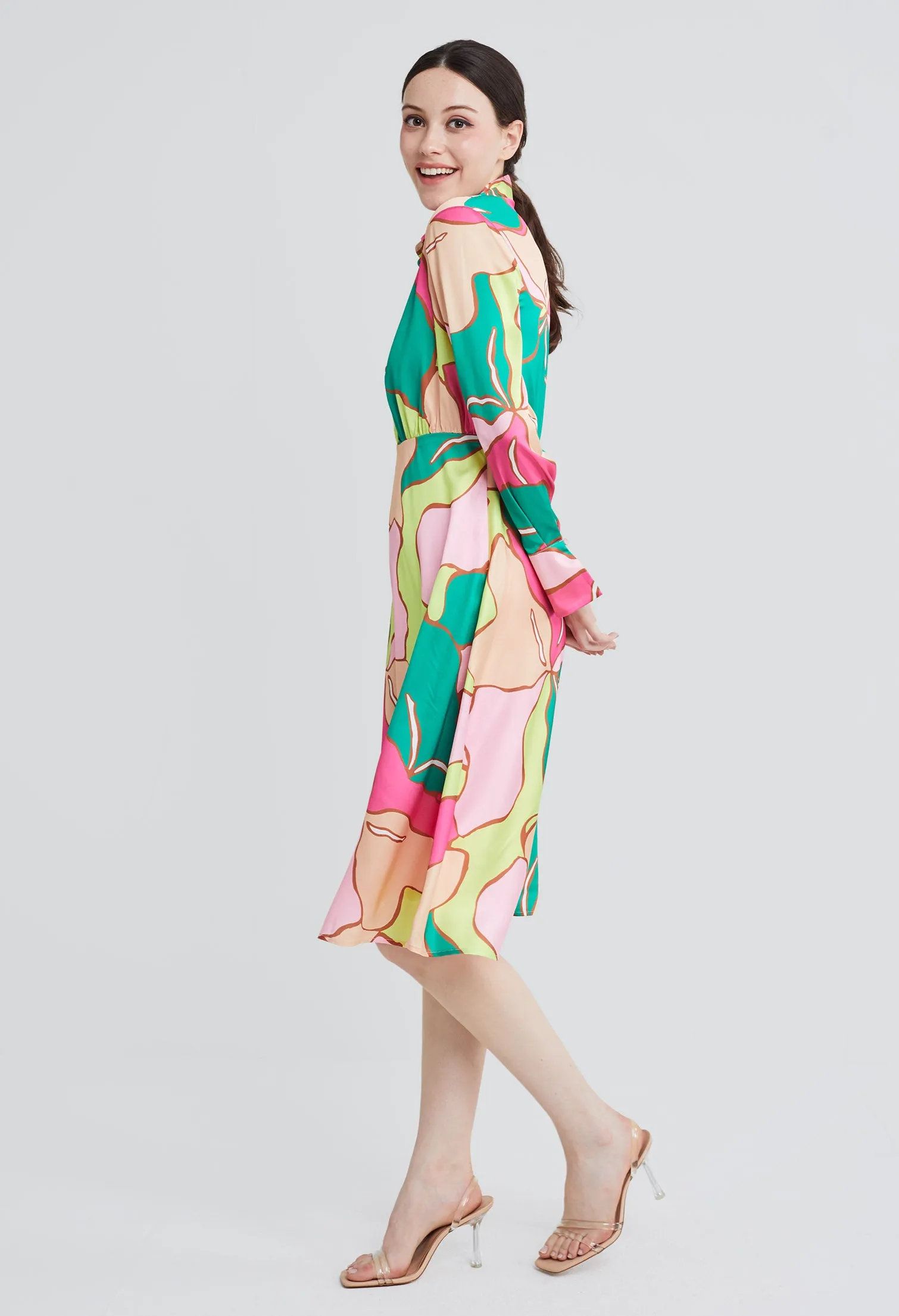 Picasso Floral Petal Shirt Dress