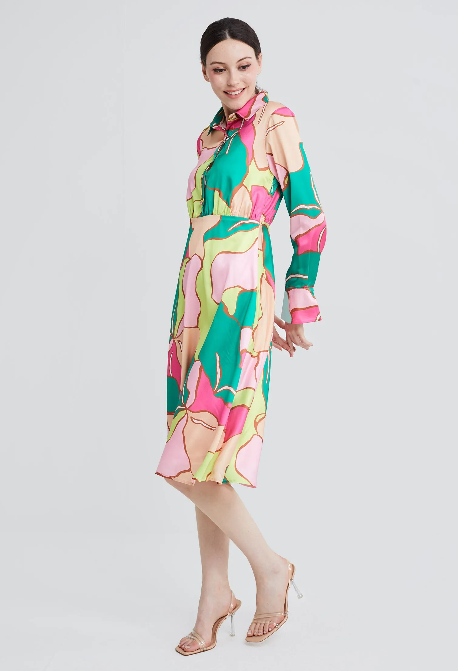 Picasso Floral Petal Shirt Dress