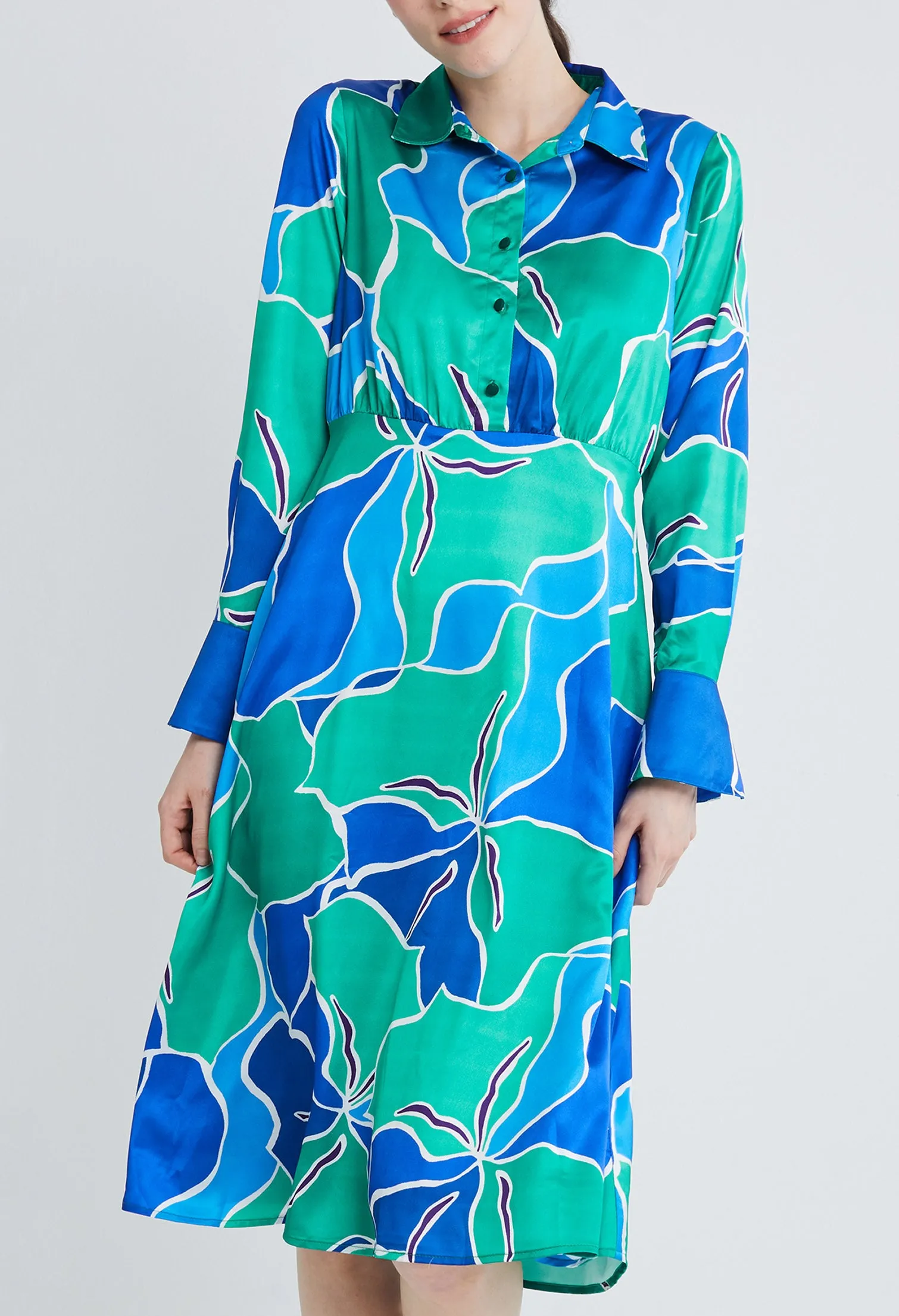 Picasso Floral Petal Shirt Dress