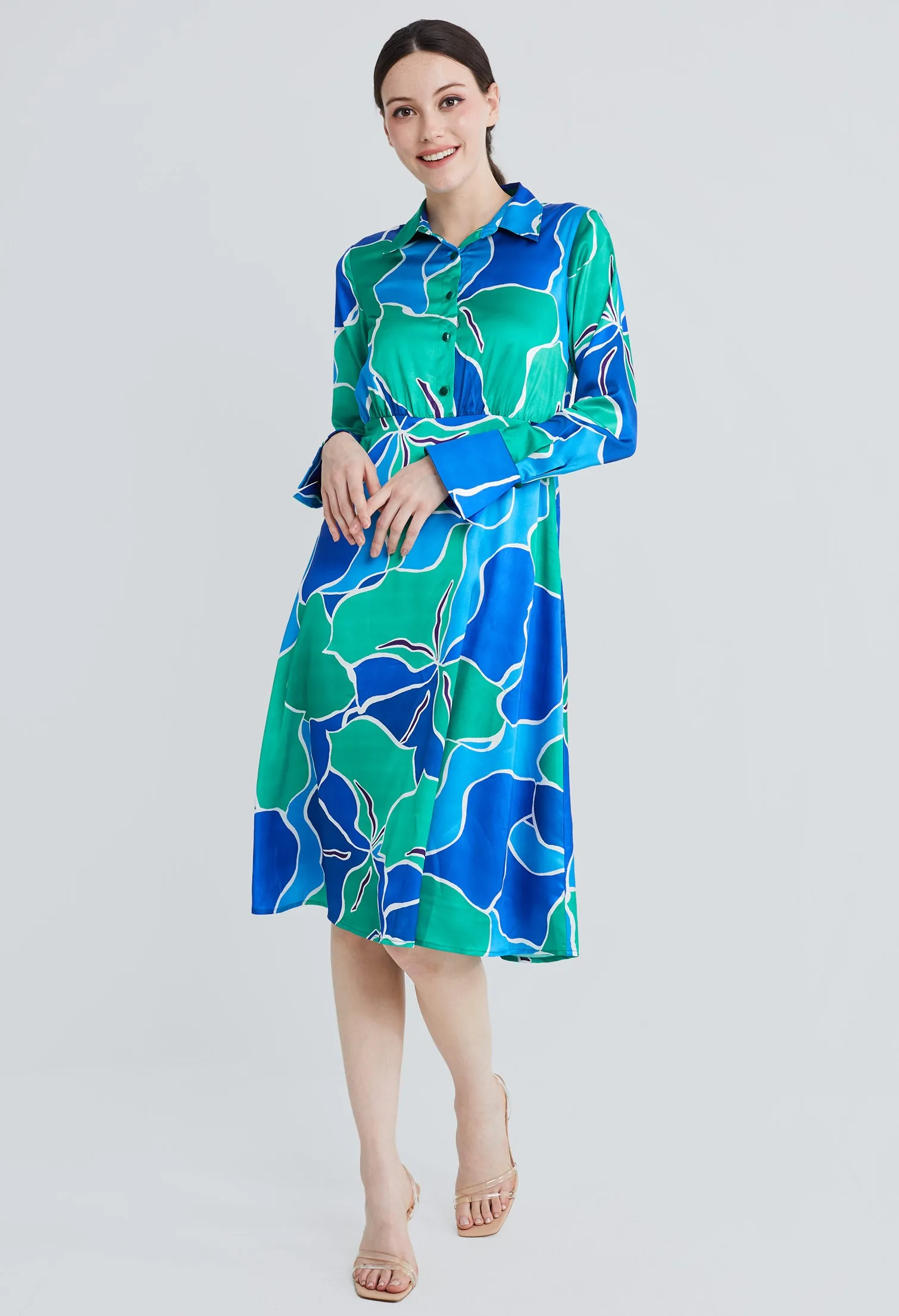 Picasso Floral Petal Shirt Dress