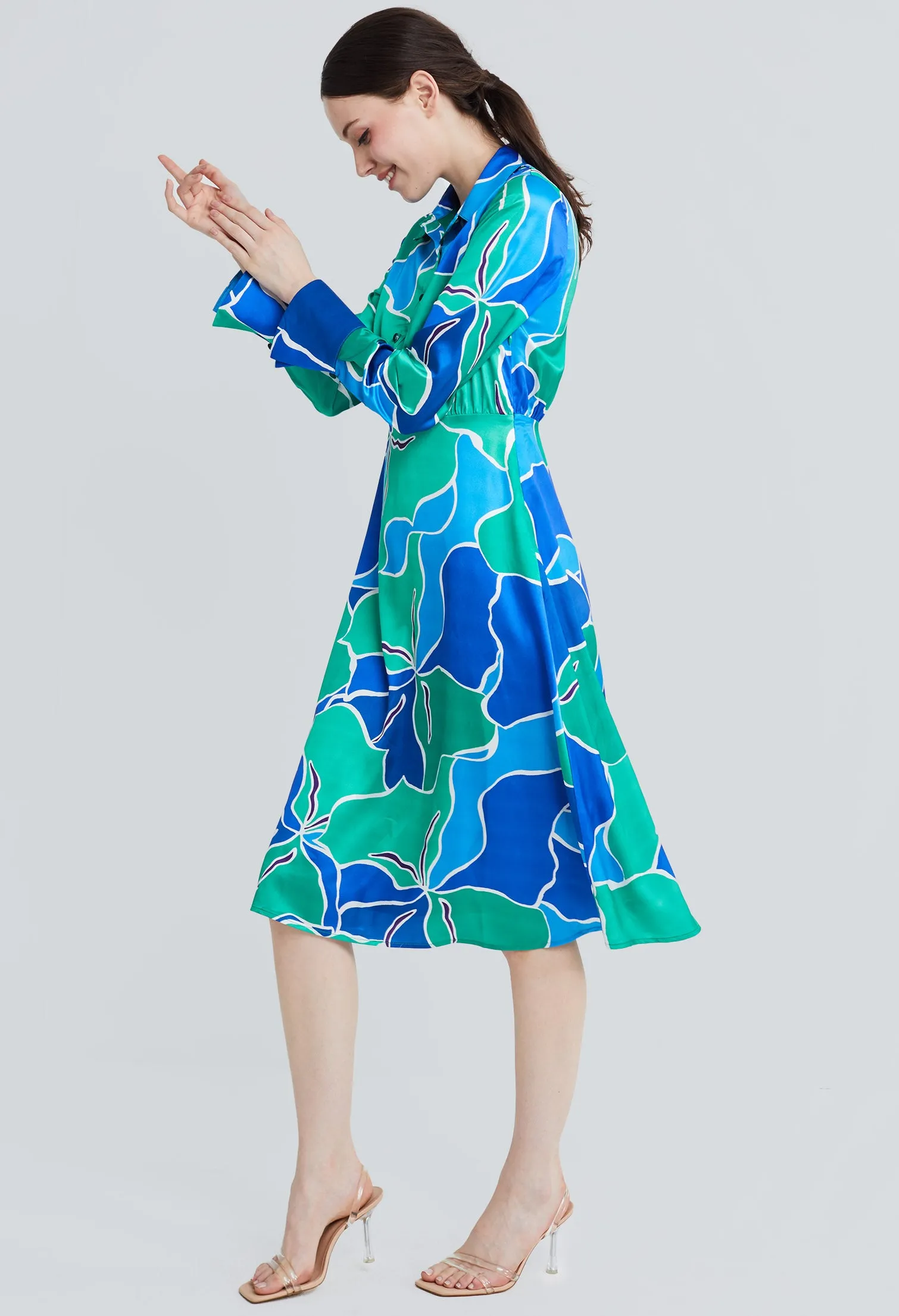 Picasso Floral Petal Shirt Dress