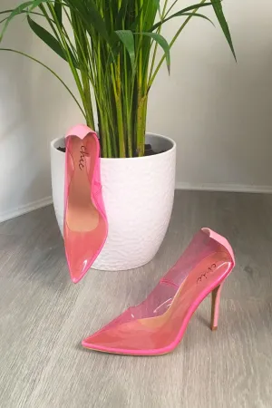 Pink Clear Pointed Toe Heels - Fernanda