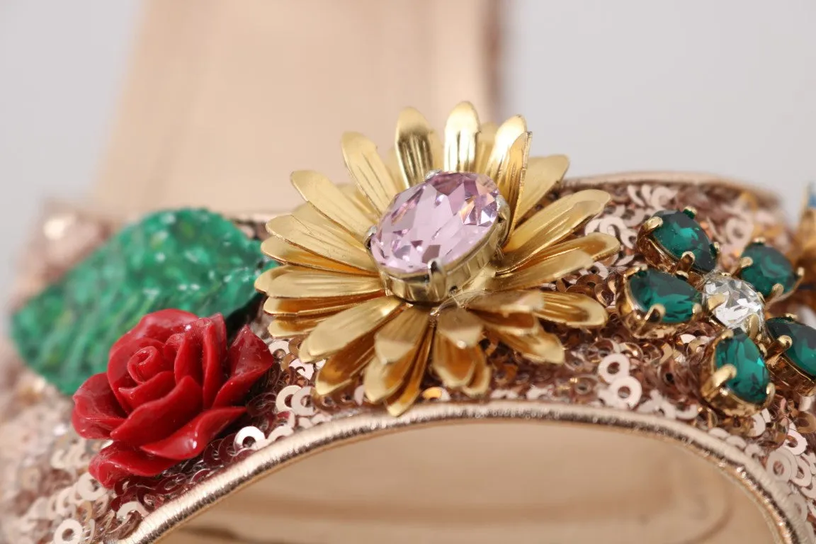 Pink Gold Sequin Crystal Sandal