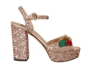 Pink Gold Sequin Crystal Sandal