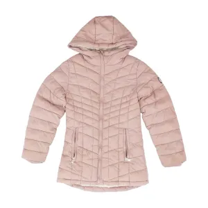 Pink Solid Puffer Jacket