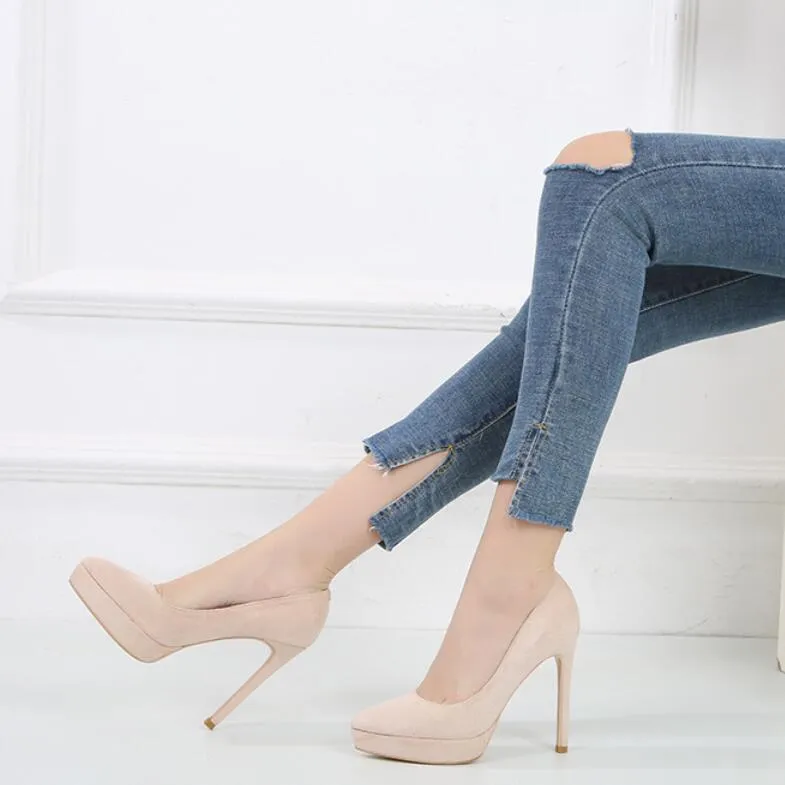 Platform High Heel Suede Pump Shoes GS236