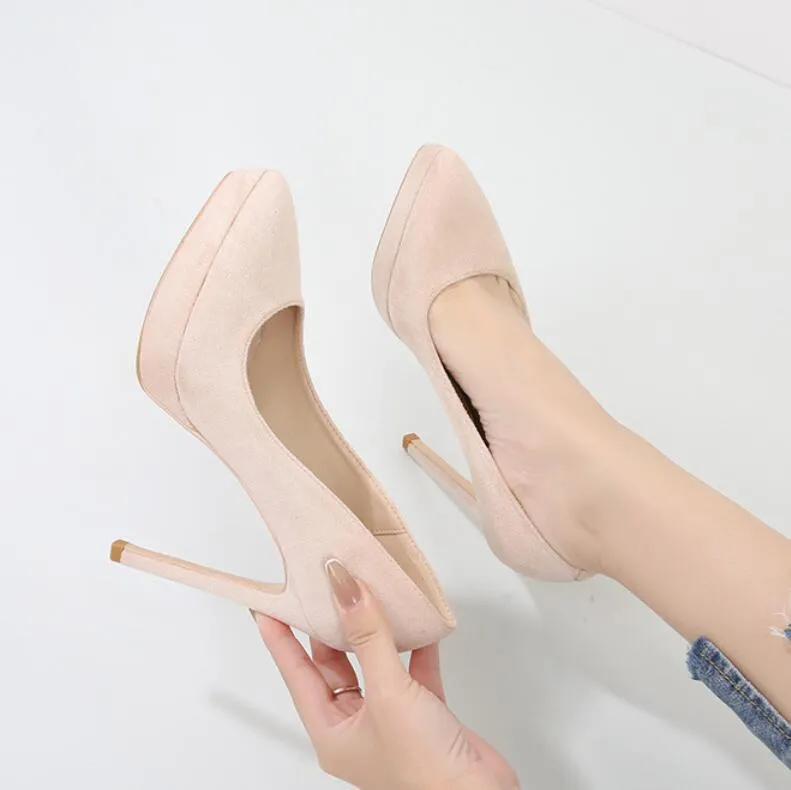 Platform High Heel Suede Pump Shoes GS236