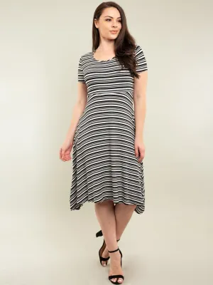 PLUS SIZE MIDI STRIPES DRESS