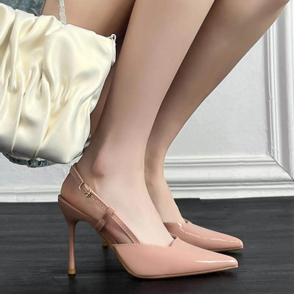 Point Toe Stiletto Slingback Pumps