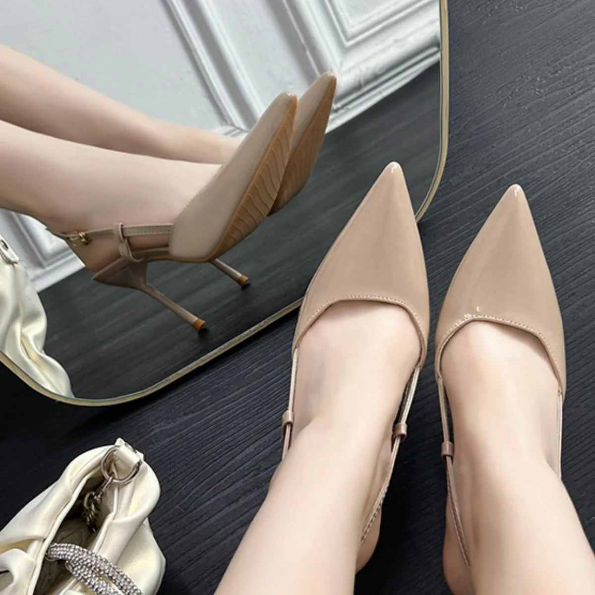 Point Toe Stiletto Slingback Pumps