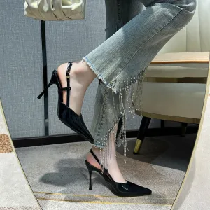 Point Toe Stiletto Slingback Pumps