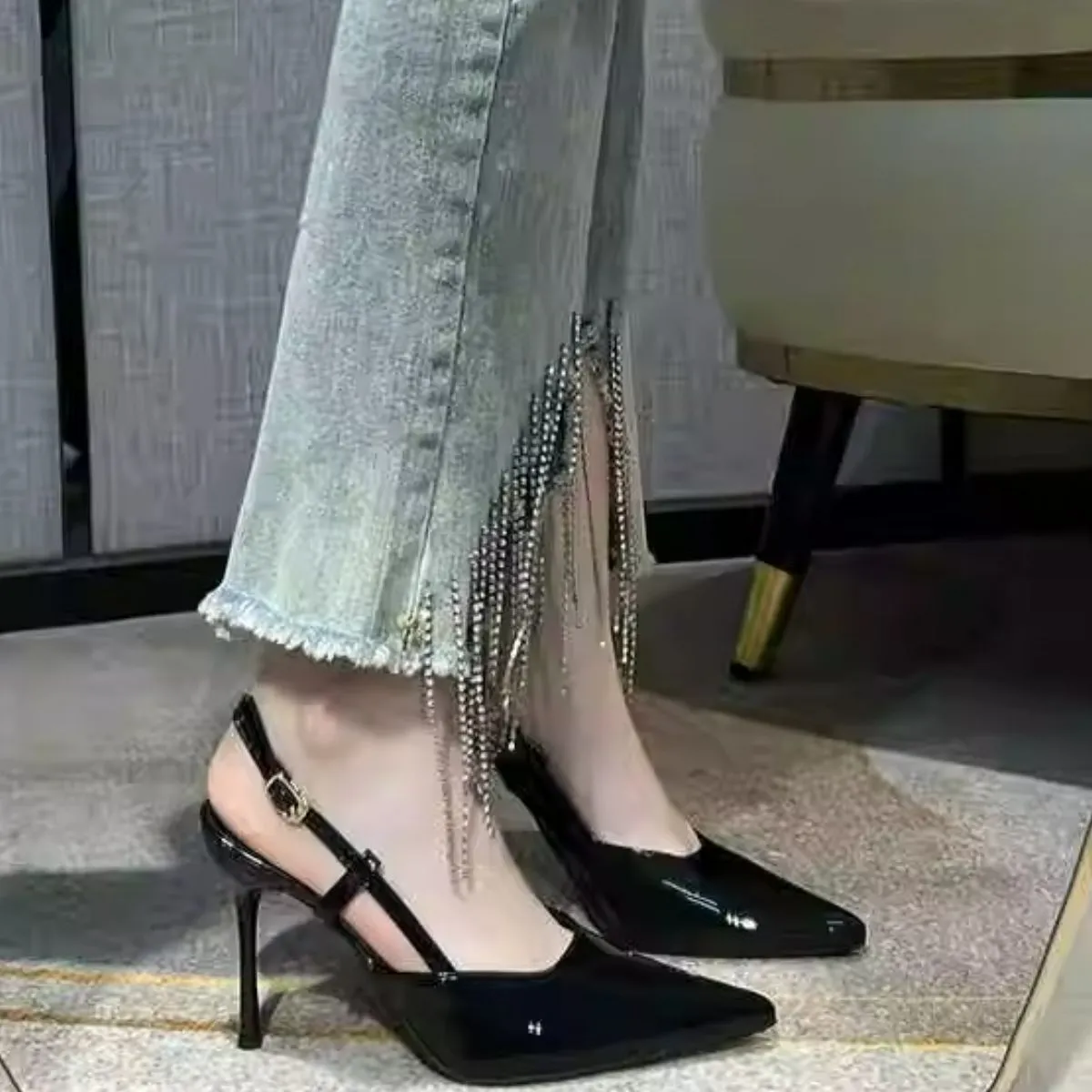 Point Toe Stiletto Slingback Pumps