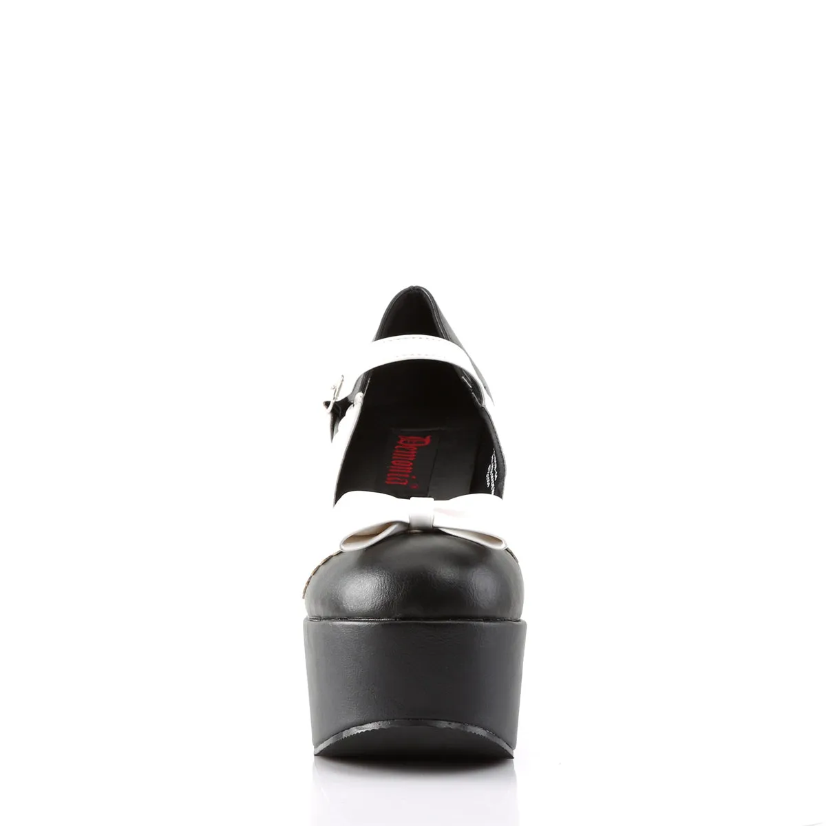 POISON-04  Black-White Vegan Leather