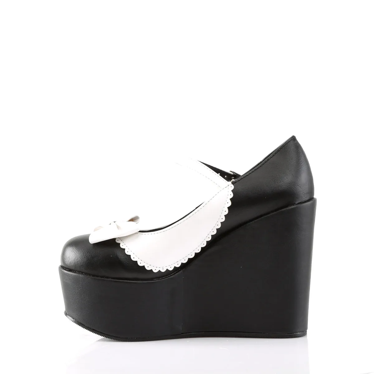 POISON-04  Black-White Vegan Leather