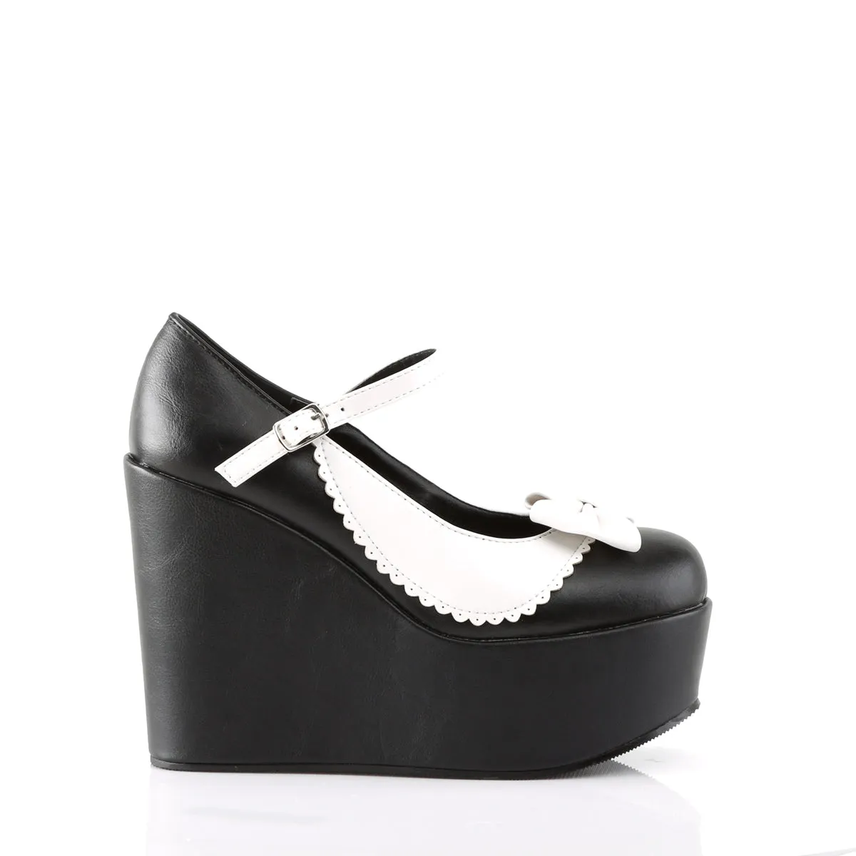 POISON-04  Black-White Vegan Leather