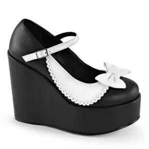 POISON-04  Black-White Vegan Leather