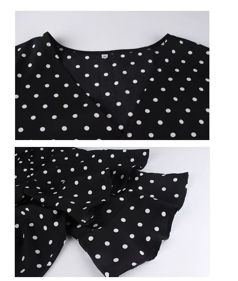 Polk Dot Print Bodycon Women Plus Size Dress