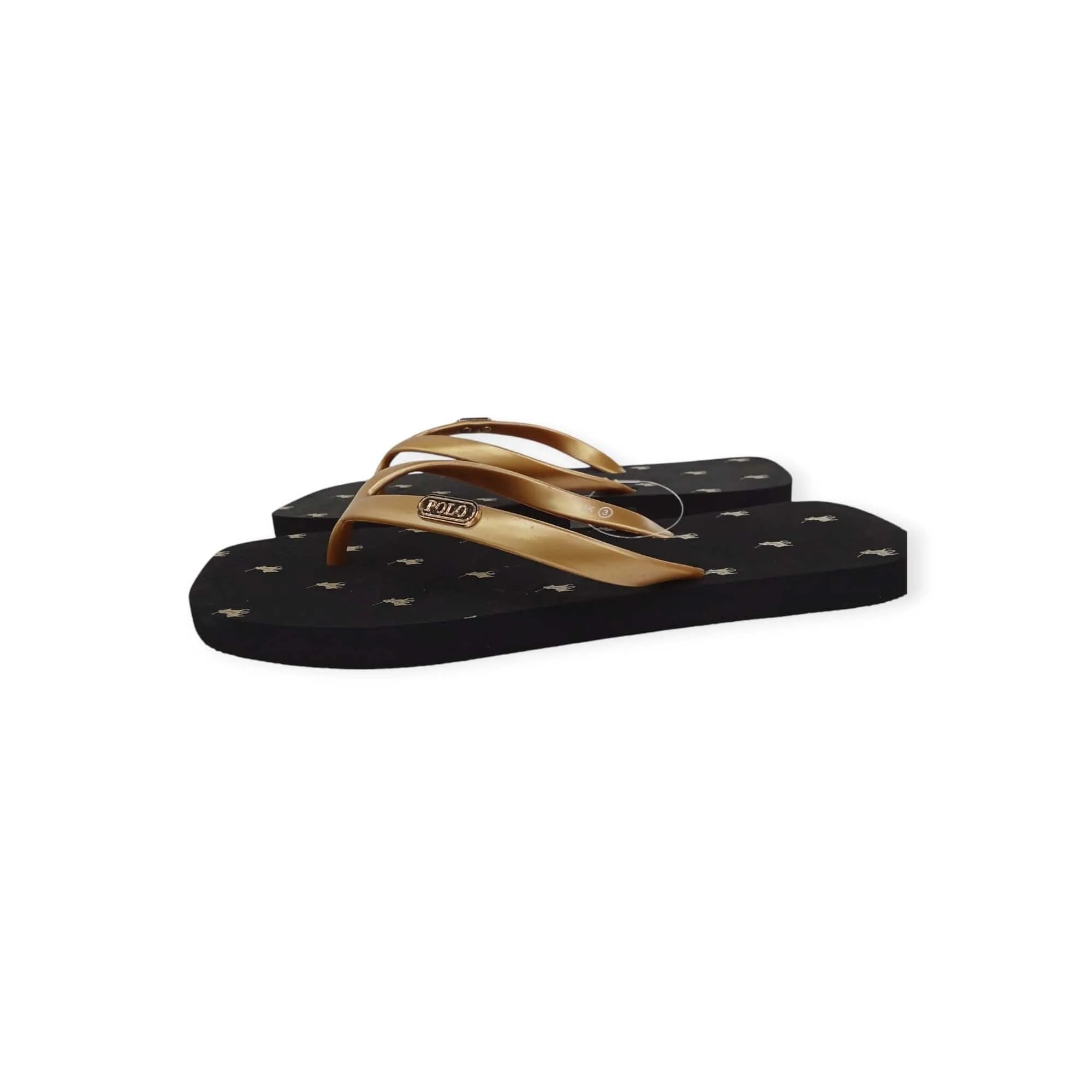 Polo Women's Squoval Monogram Flip Flop Black