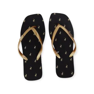 Polo Women's Squoval Monogram Flip Flop Black