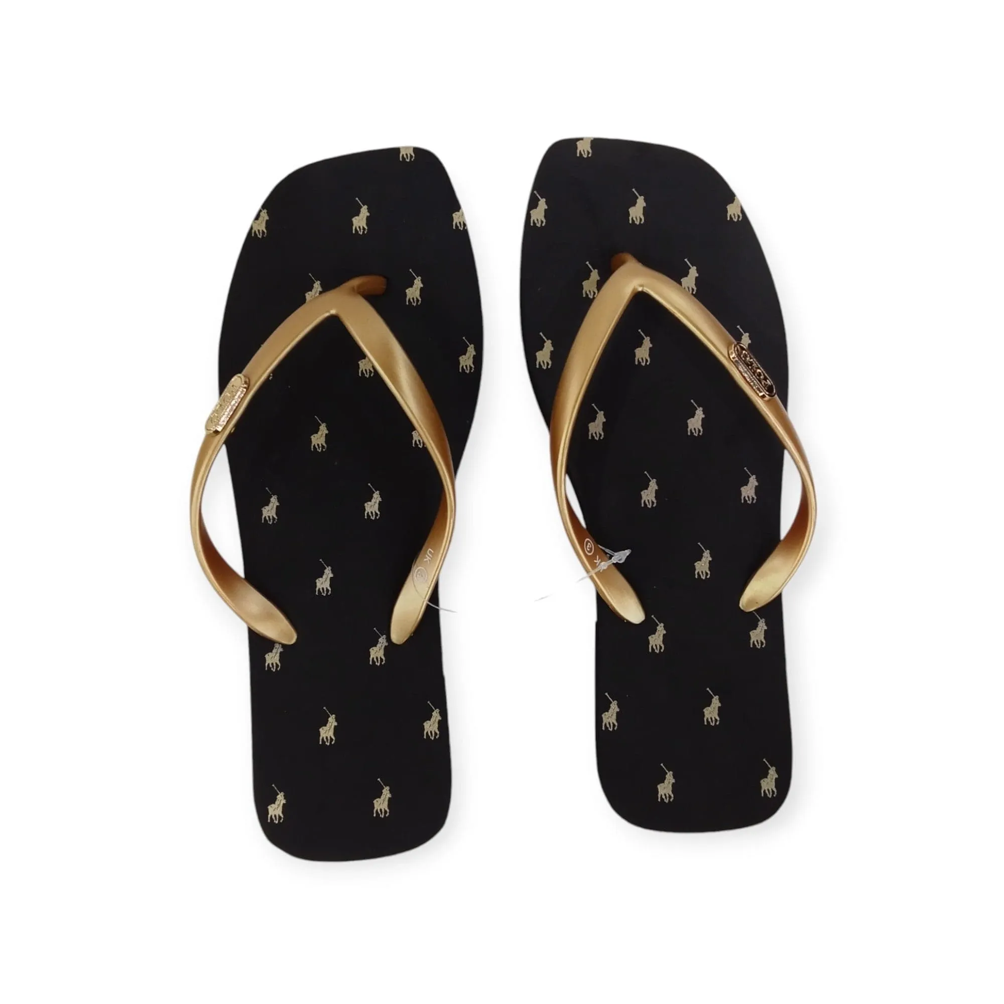 Polo Women's Squoval Monogram Flip Flop Black