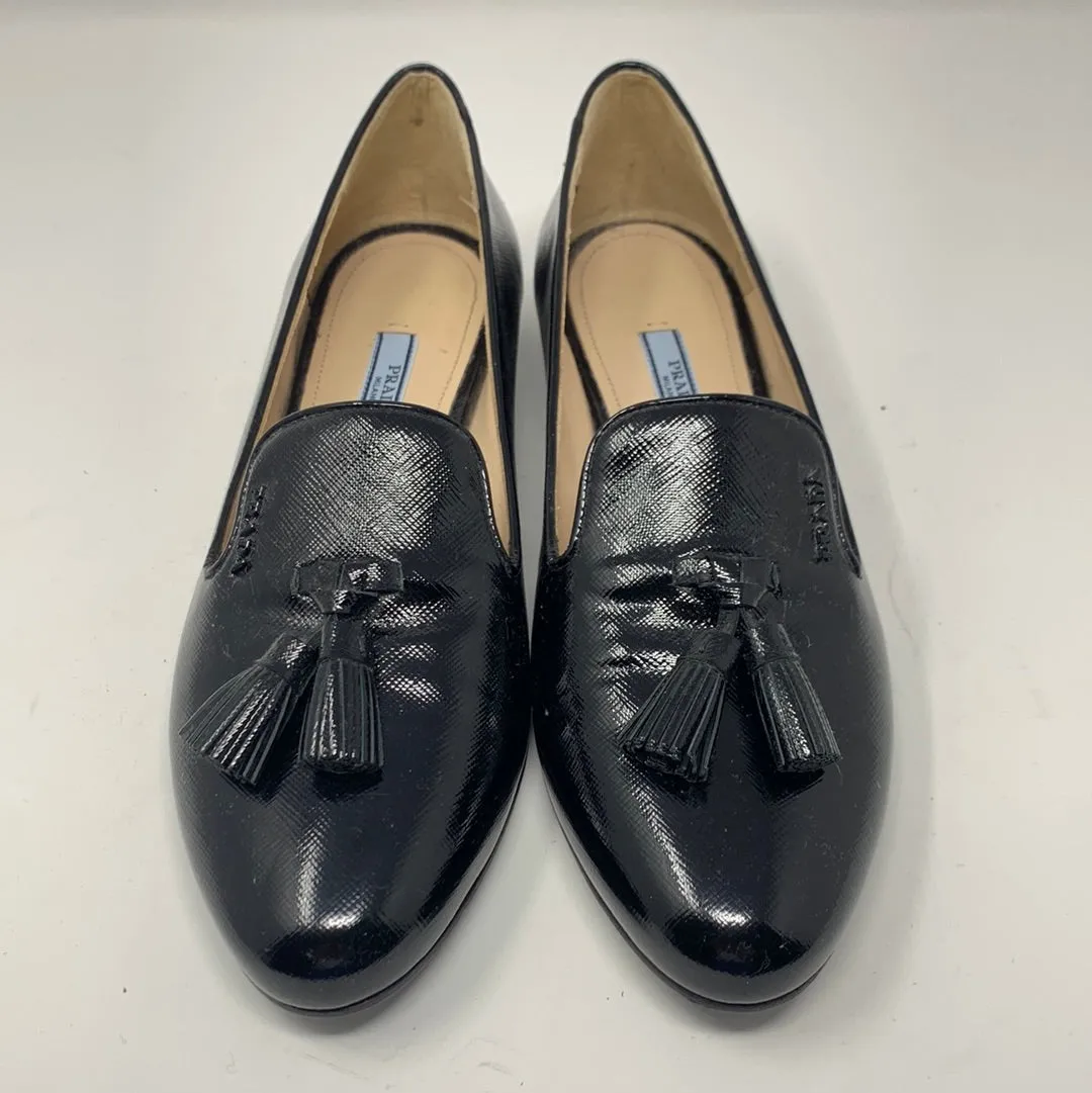 Prada Black Patent Leather Loafer with Tassel