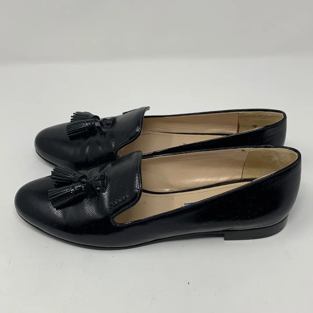 Prada Black Patent Leather Loafer with Tassel