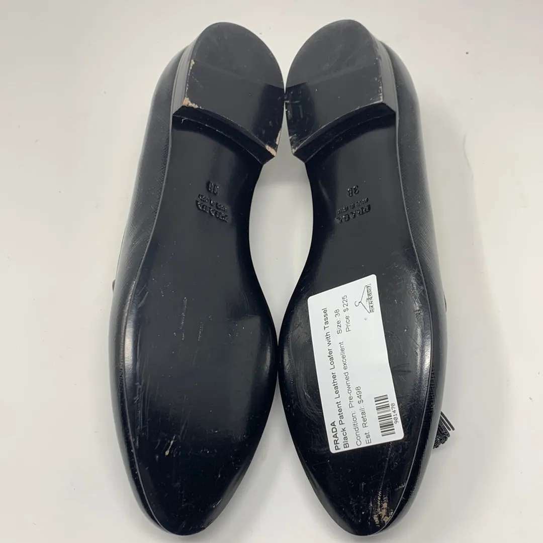 Prada Black Patent Leather Loafer with Tassel