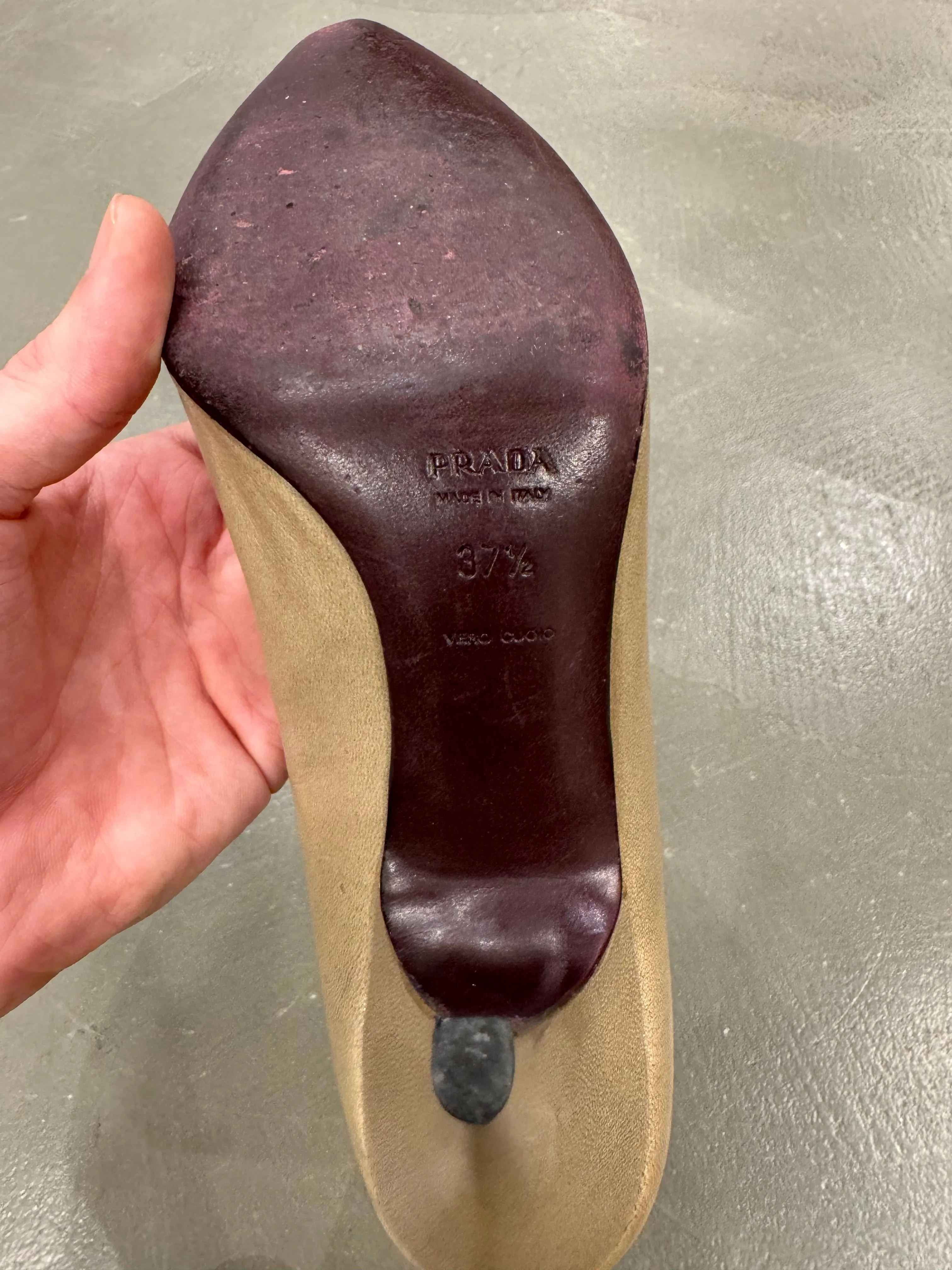 Prada floral appliqués leather heels