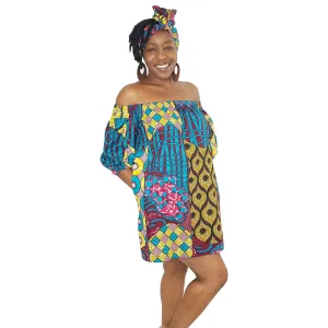 Purple Forest Off Shoulder Loose Mini Dress