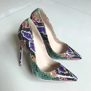 Purple snake high heels Printed Women Shoes