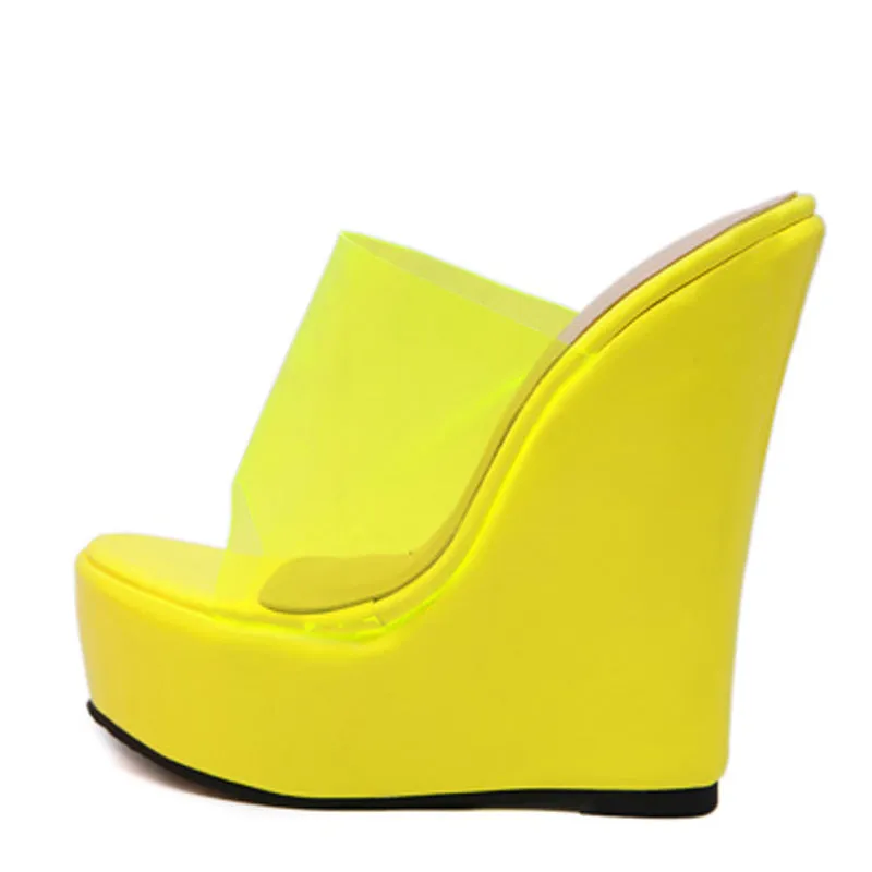 PVC Jelly Orange /yellow Platform Wedges Slippers High Quality Solid Slipper Sandals