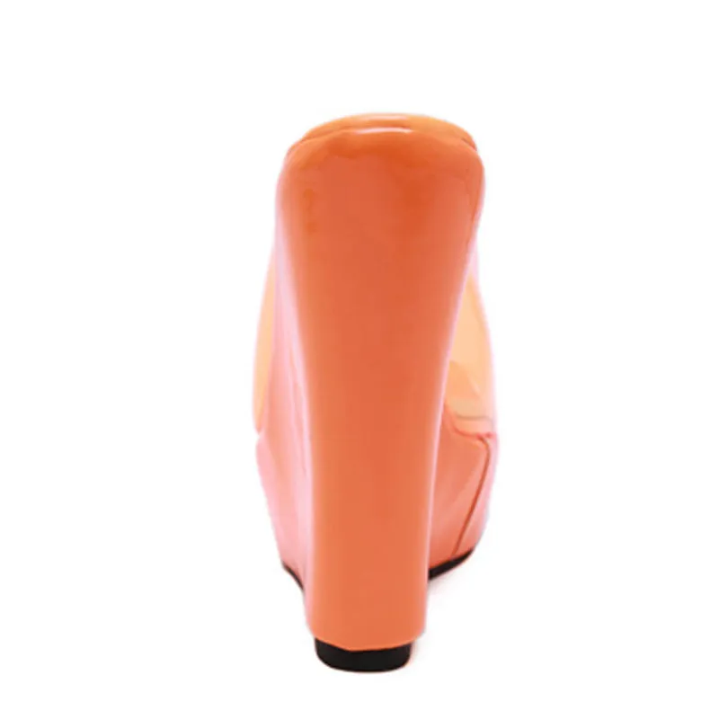 PVC Jelly Orange /yellow Platform Wedges Slippers High Quality Solid Slipper Sandals