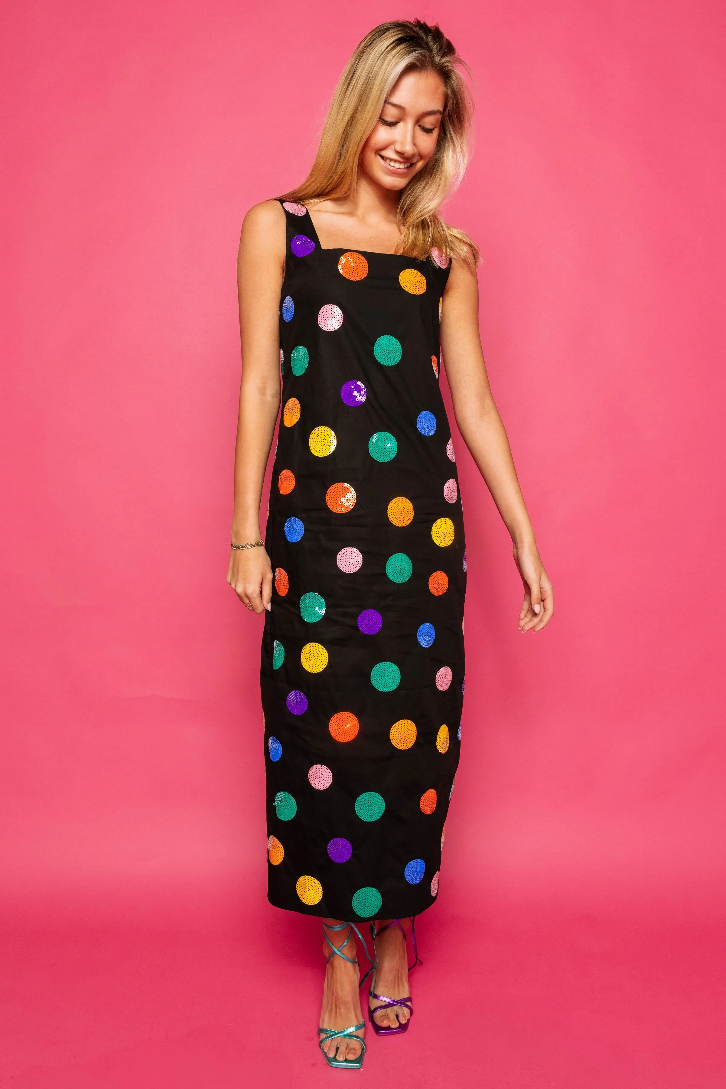 Queen of Sparkles Polka Dot Midi Dress