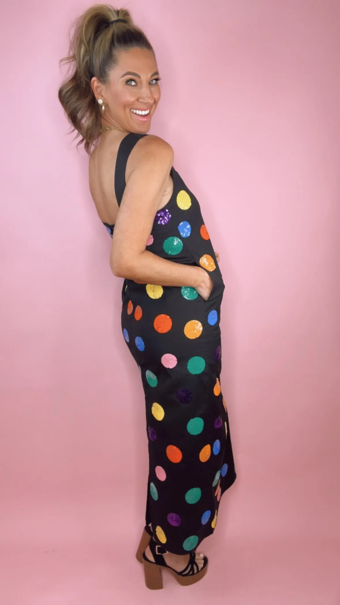 Queen of Sparkles Polka Dot Midi Dress