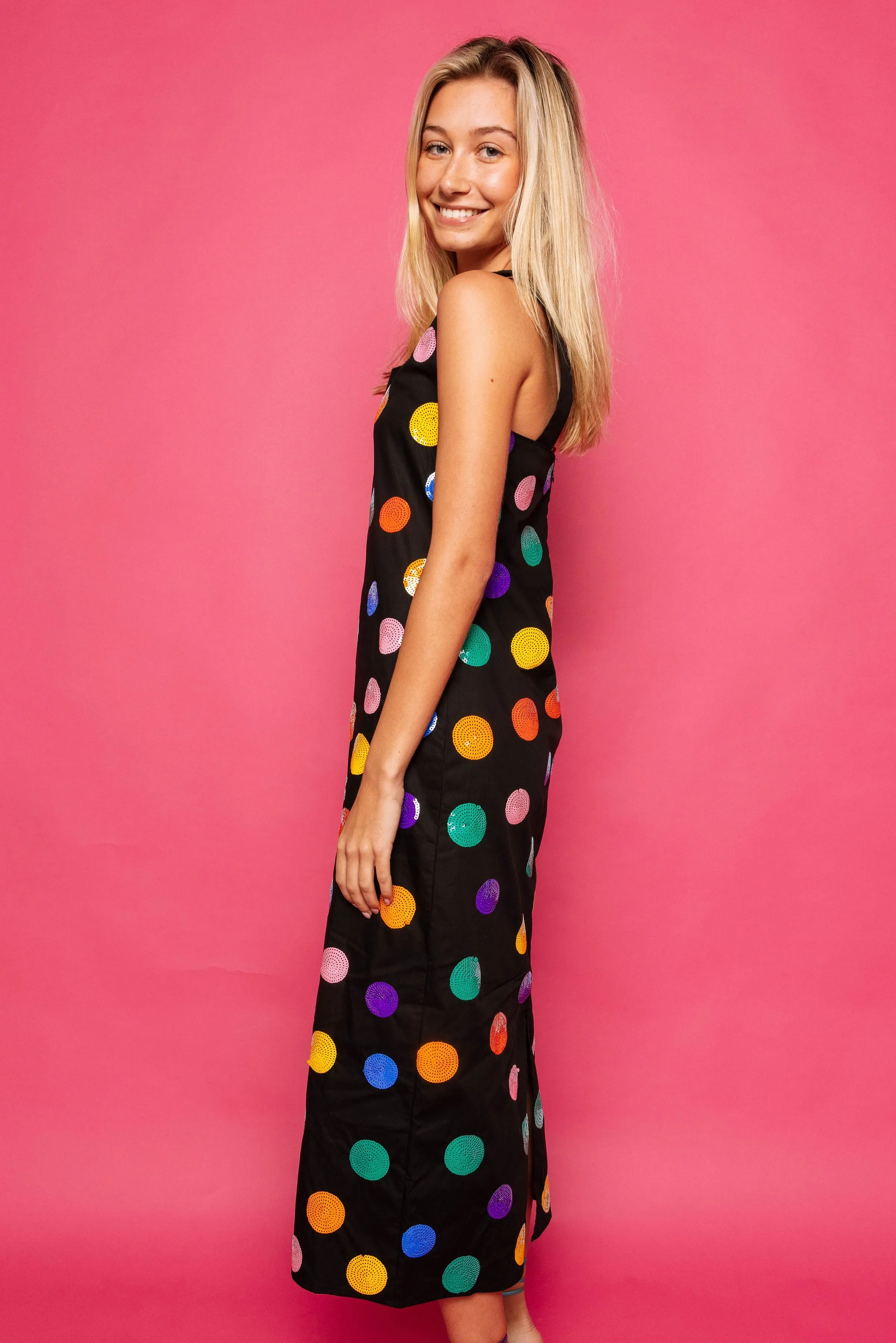 Queen of Sparkles Polka Dot Midi Dress