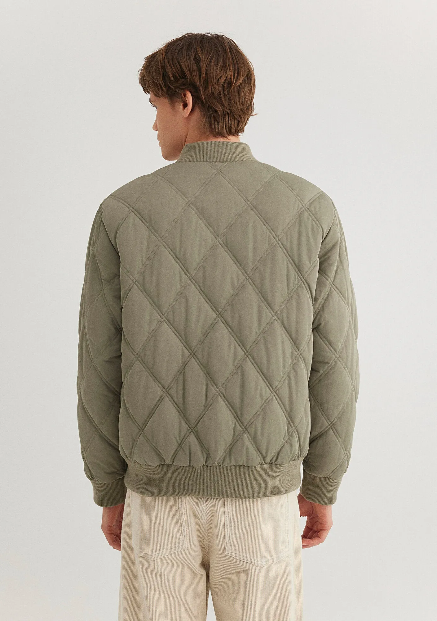 Quilted Khaki Bomber Jacket
